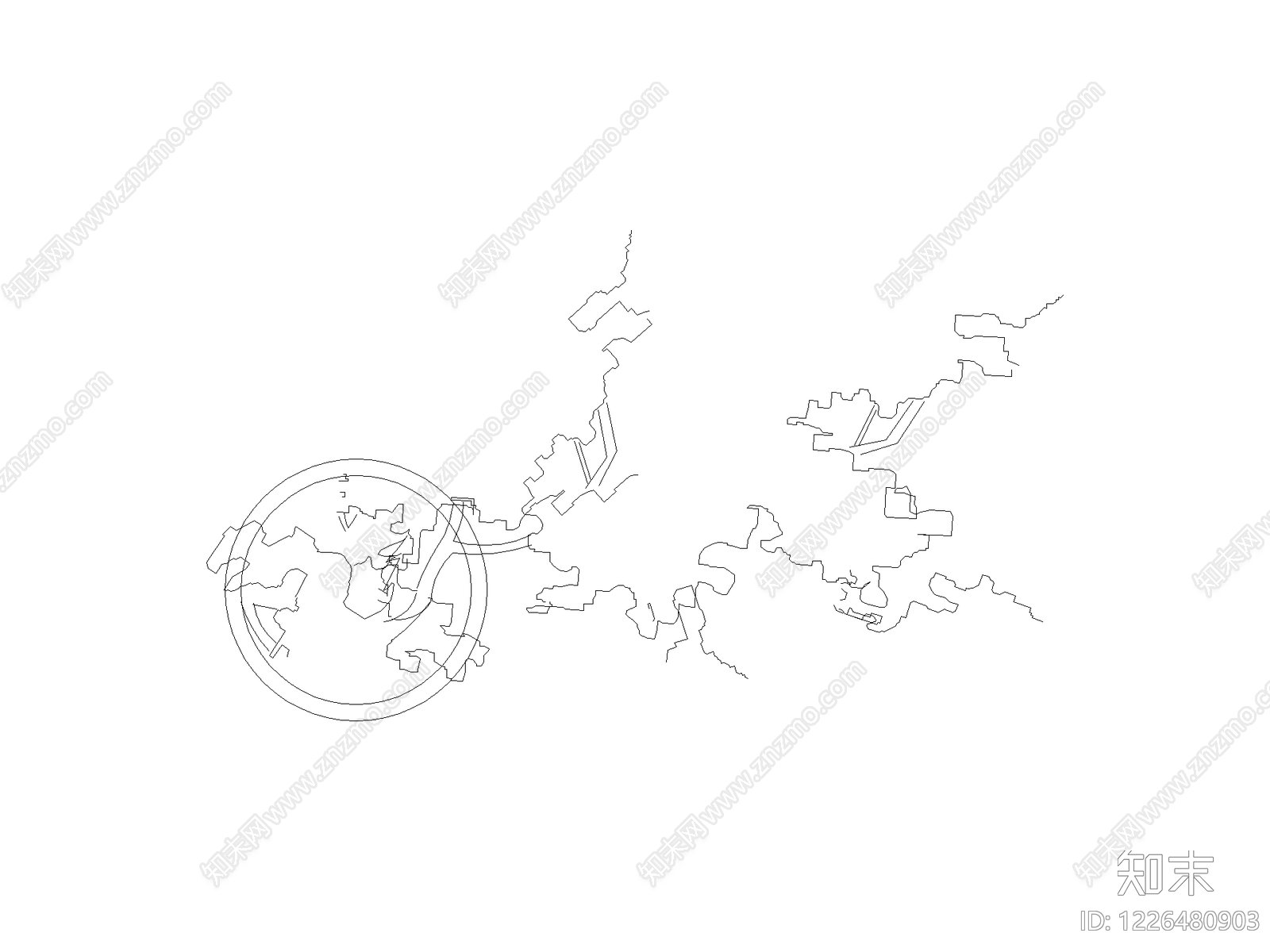 现代世界地图CAD图纸