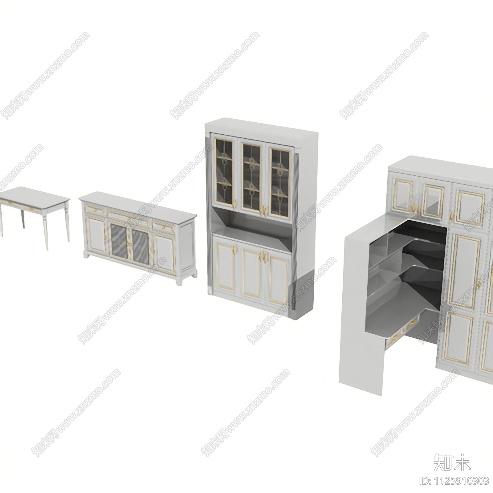 美式装饰柜3D模型下载【ID:1125910303】