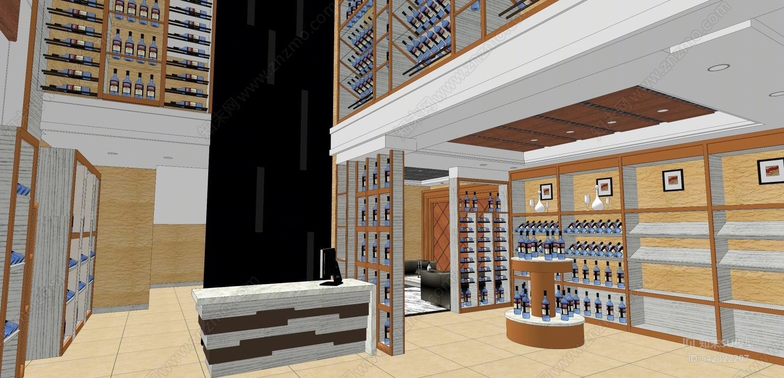 现代酒展厅SU模型下载【ID:542822207】