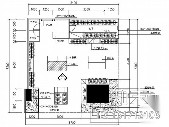 精品现代风格服装专卖店室内装修施工图（含效果图）cad施工图下载【ID:161711192】