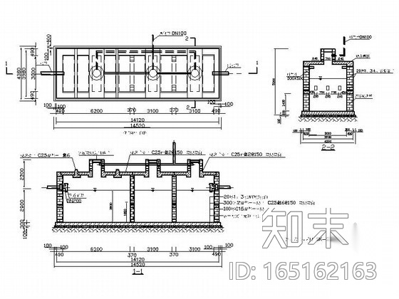 某地砖砌化粪池CAD扩初图cad施工图下载【ID:165162163】