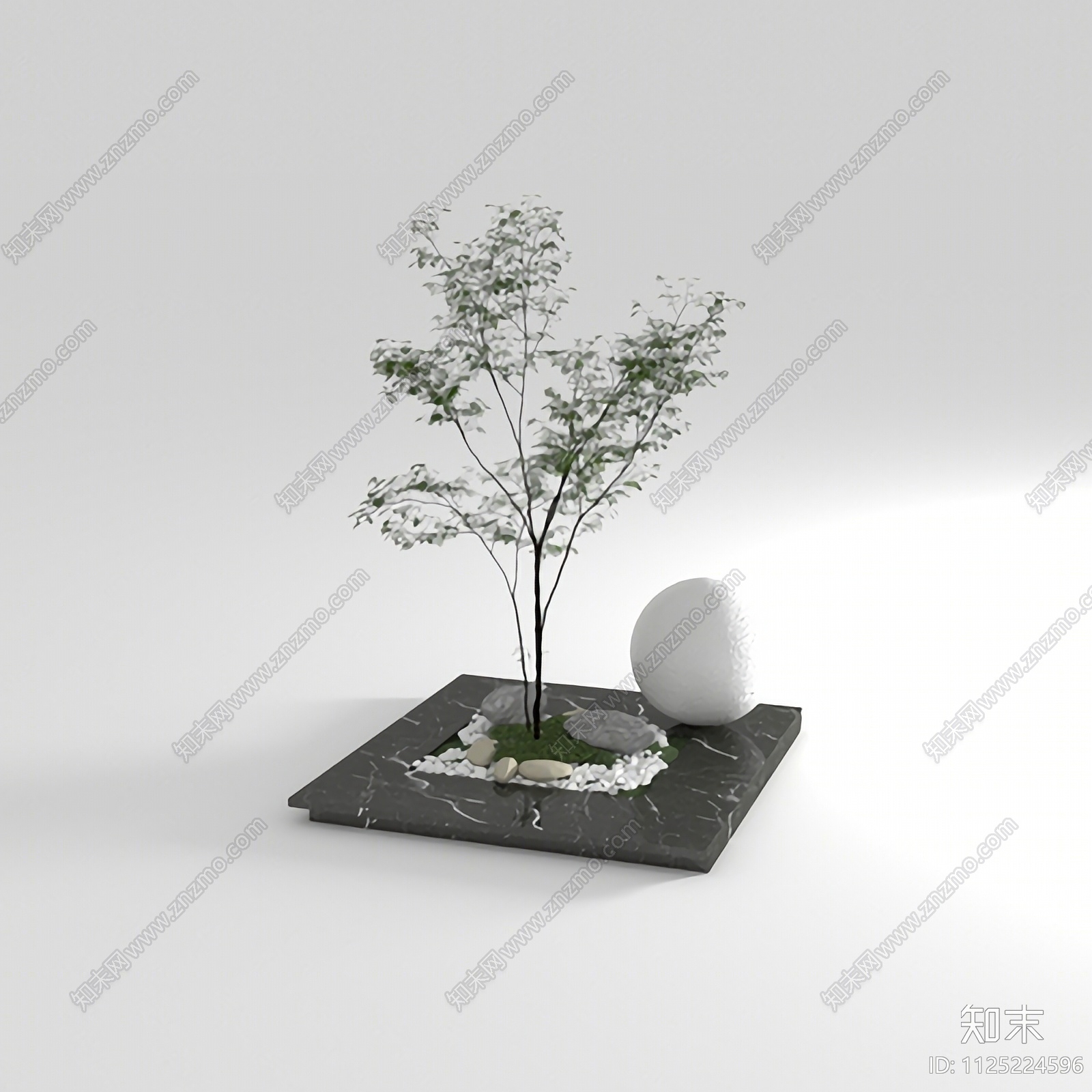 现代绿植池景观小品3D模型下载【ID:1125224596】