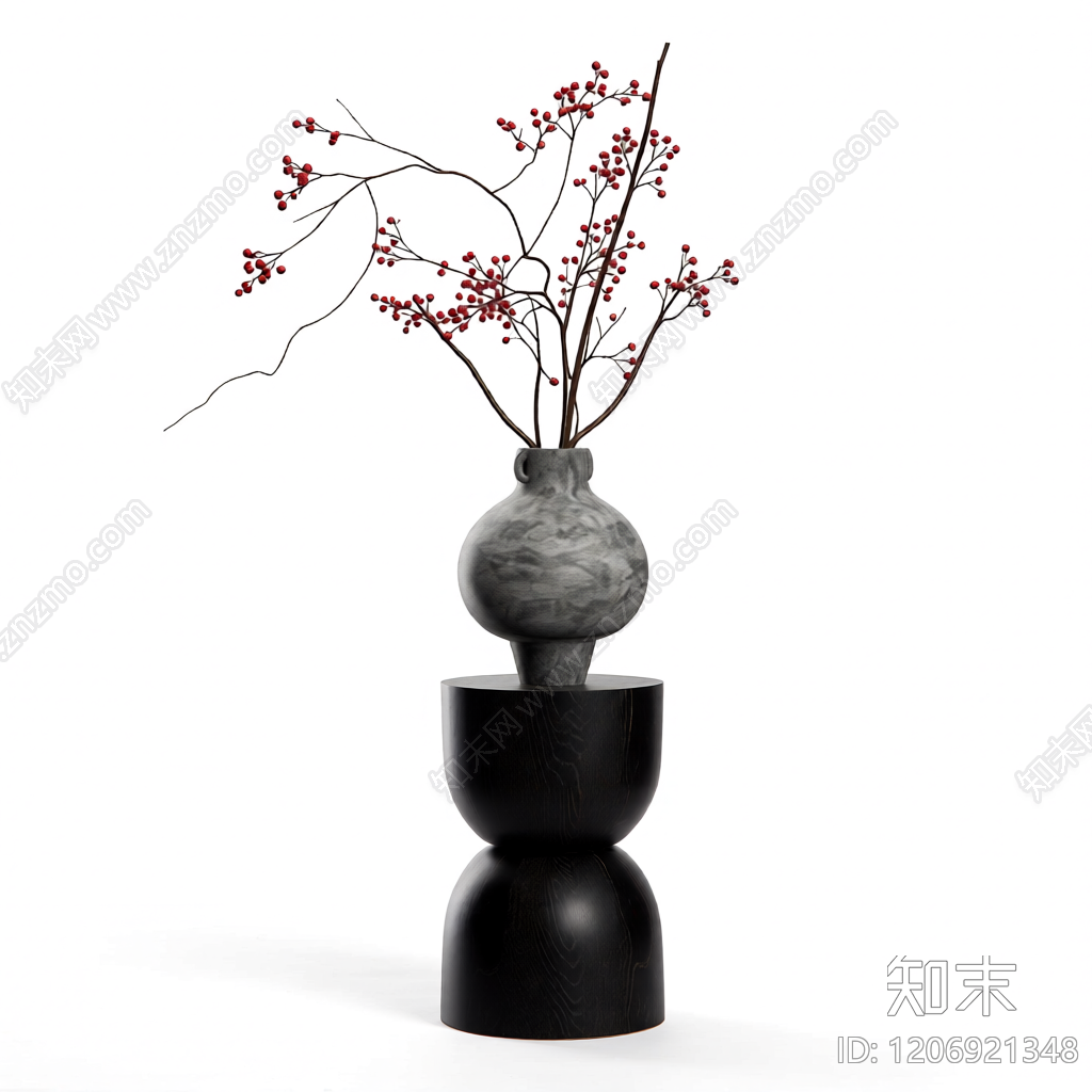 花瓶3D模型渲染效果图
