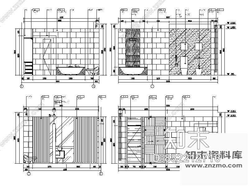 图块/节点套房卫生间立面图cad施工图下载【ID:832212716】