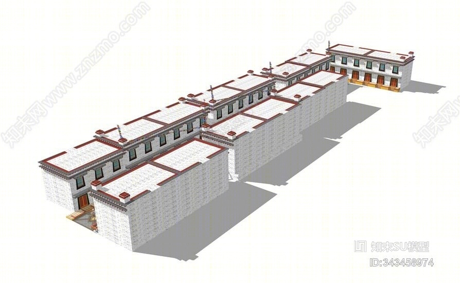 藏式商业街SU模型下载【ID:343458974】