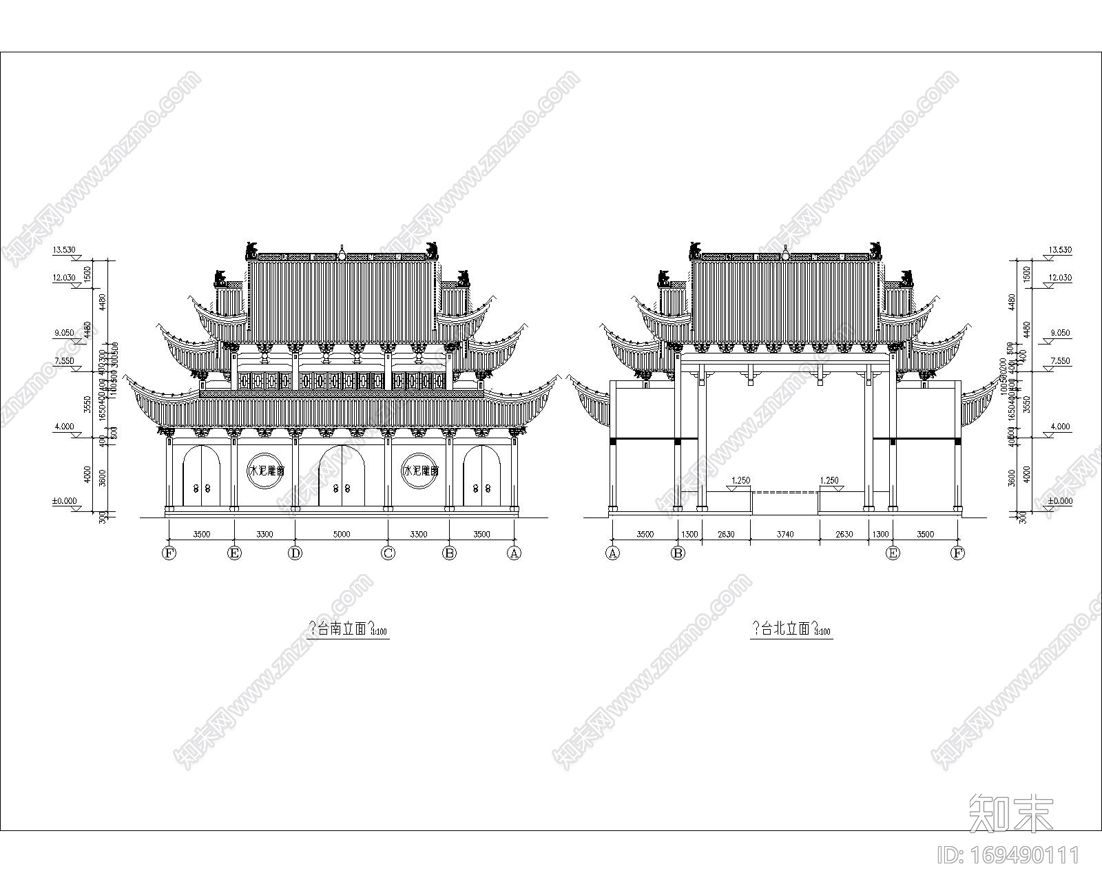古建筑祠堂戏台设计CAD施工图cad施工图下载【ID:169490111】