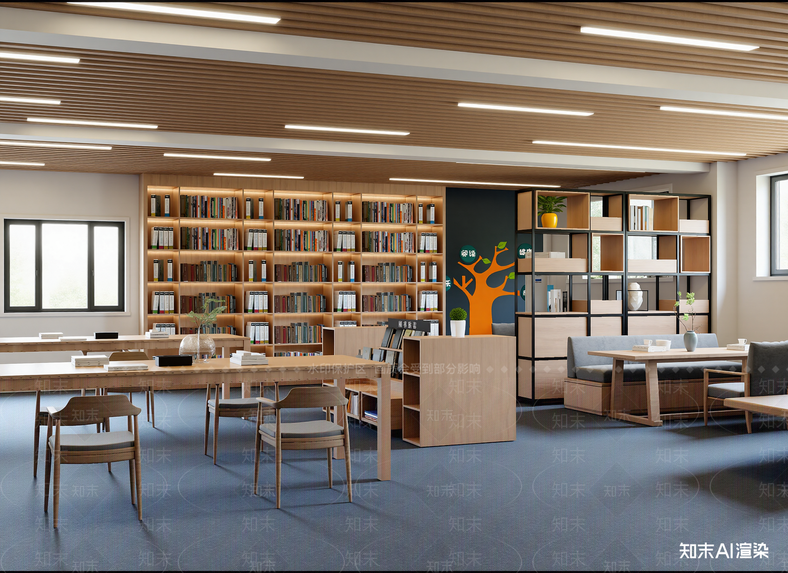 现代图书馆3D模型下载【ID:1214386932】