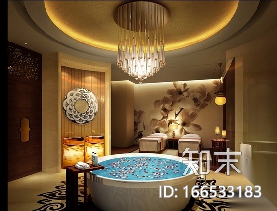 [西安]风格独特四星级酒店SPA区装修设计施工图（含效果...cad施工图下载【ID:166533183】