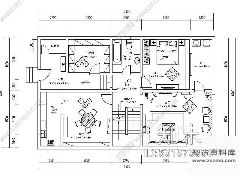 施工图山东别墅一层设计图含效果cad施工图下载【ID:531973331】