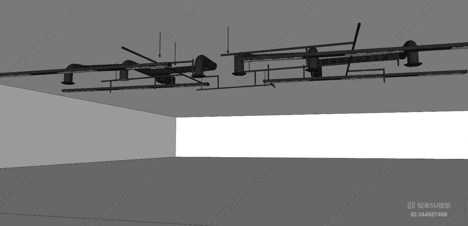 工业风格天花管道SU模型下载【ID:344887468】