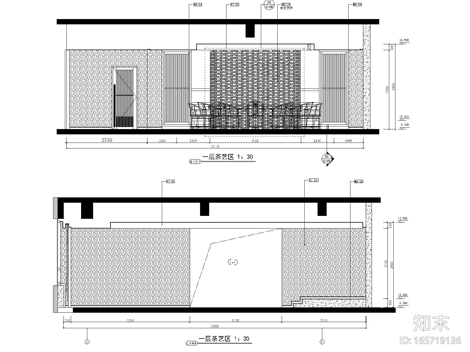 [内蒙古]鄂尔多斯金融广场K座茶楼施工图cad施工图下载【ID:165719136】