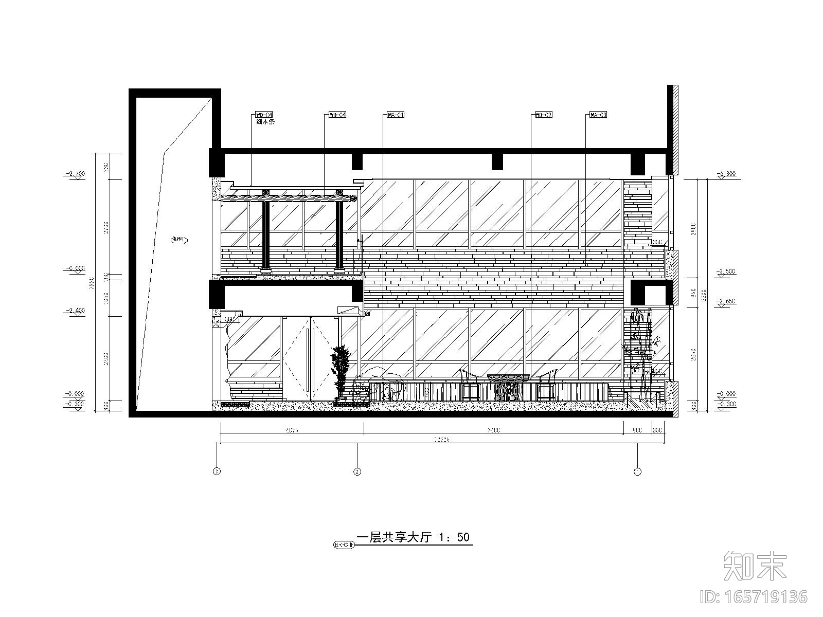 [内蒙古]鄂尔多斯金融广场K座茶楼施工图cad施工图下载【ID:165719136】