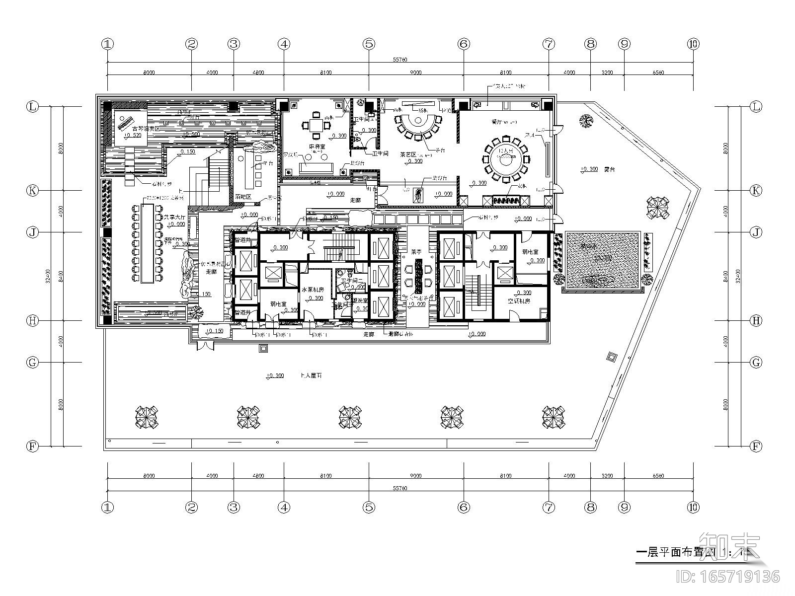 [内蒙古]鄂尔多斯金融广场K座茶楼施工图cad施工图下载【ID:165719136】