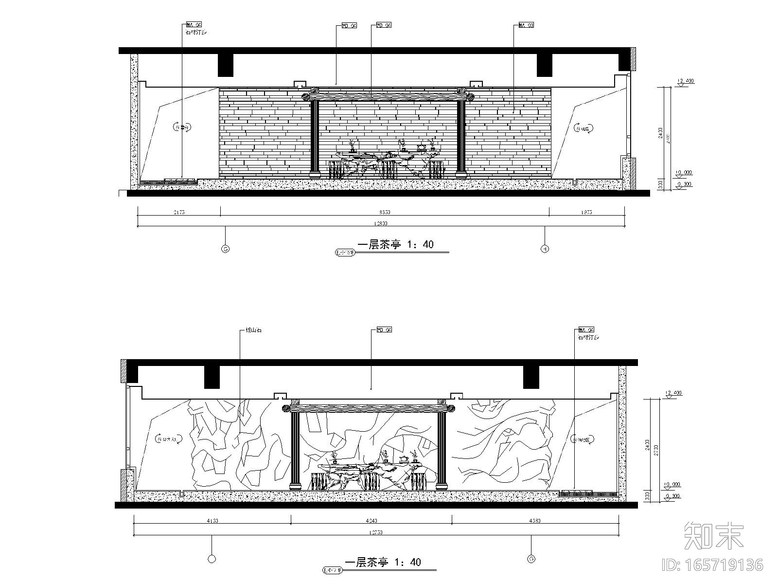 [内蒙古]鄂尔多斯金融广场K座茶楼施工图cad施工图下载【ID:165719136】