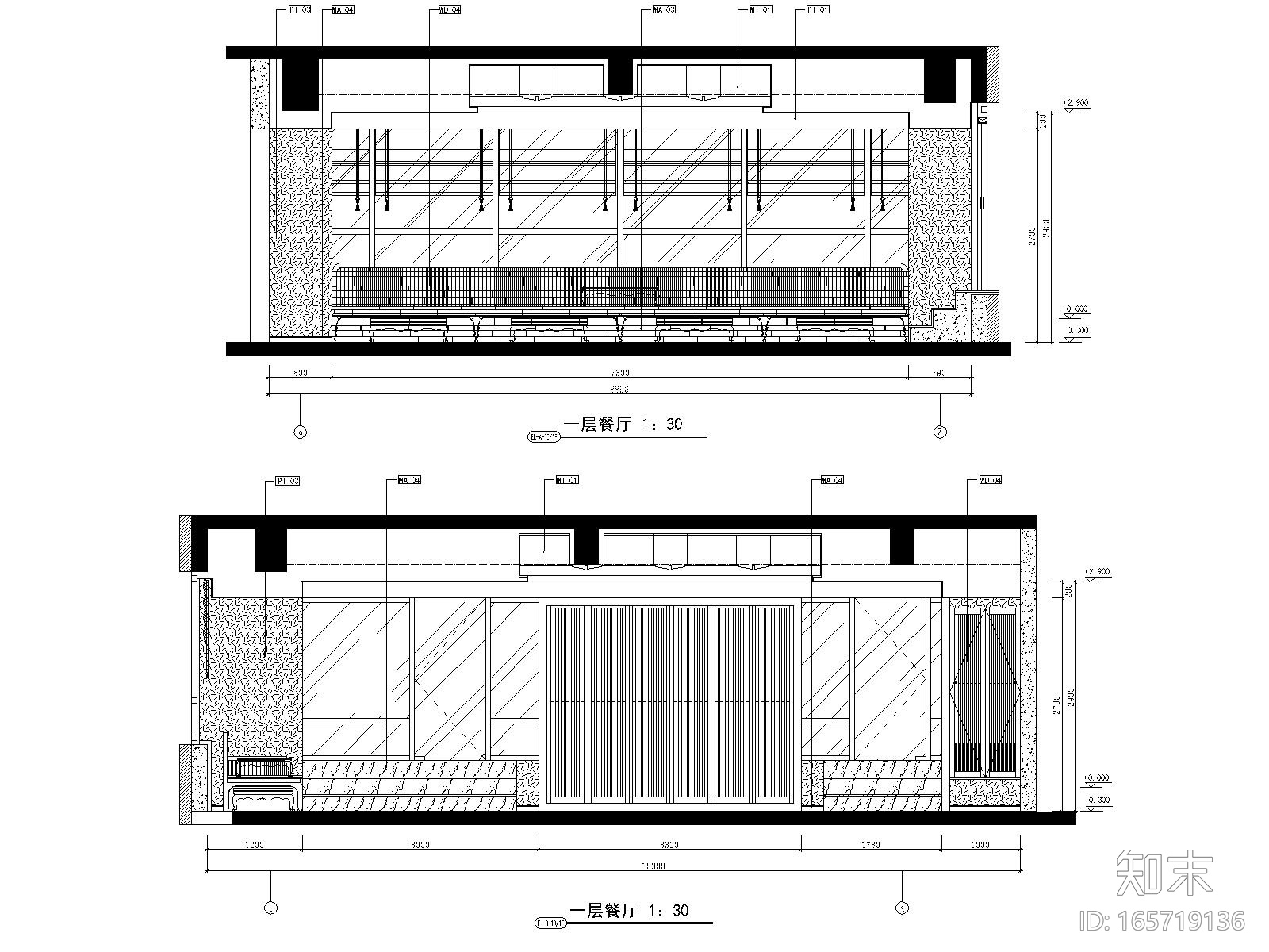 [内蒙古]鄂尔多斯金融广场K座茶楼施工图cad施工图下载【ID:165719136】