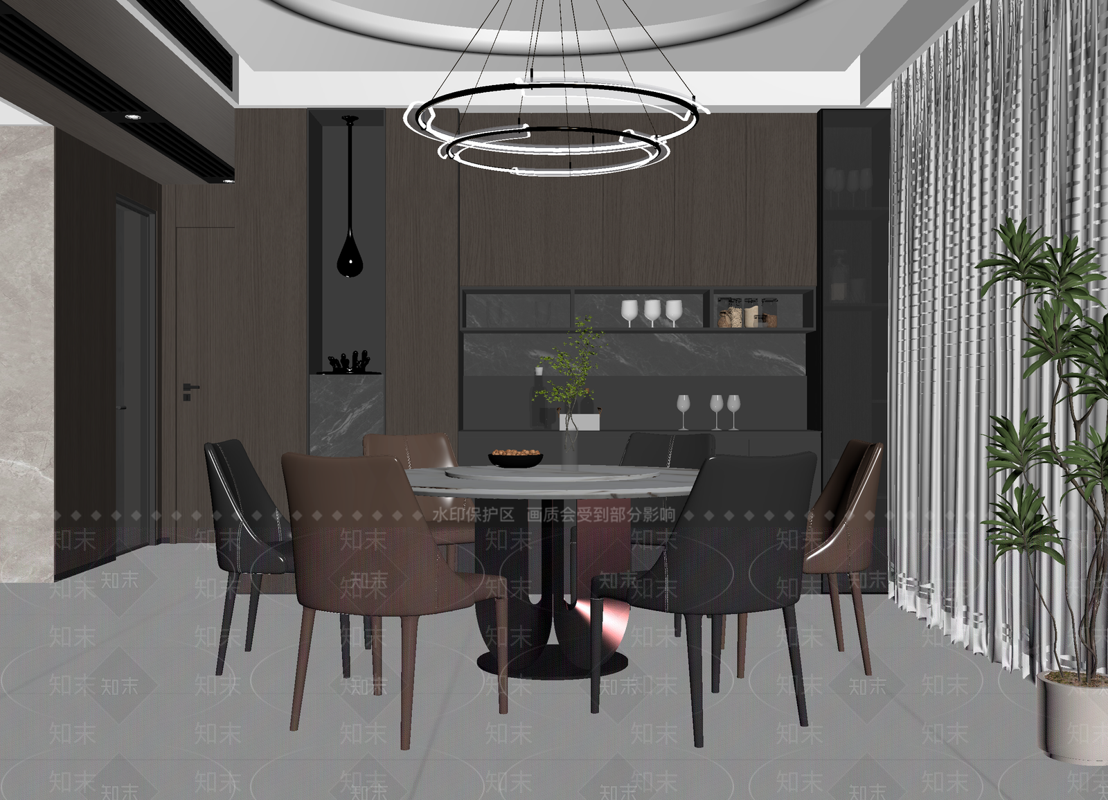 现代酒店餐厅3D模型下载【ID:1215194912】