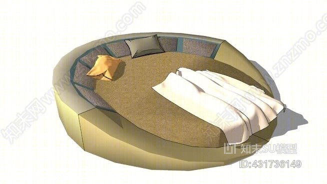 圆床SU模型下载【ID:431736149】