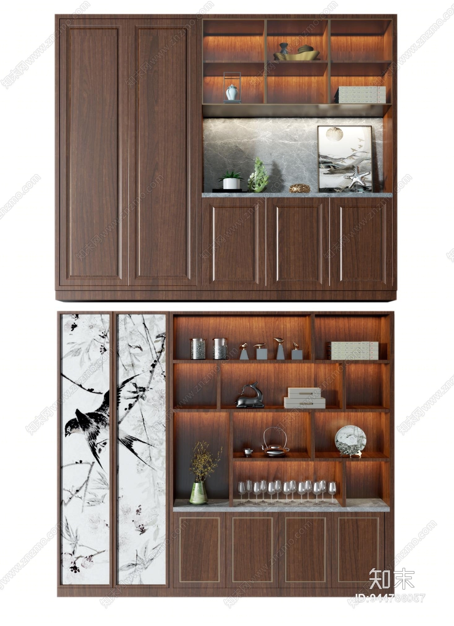 新中式酒柜模型3D模型下载【ID:944786057】