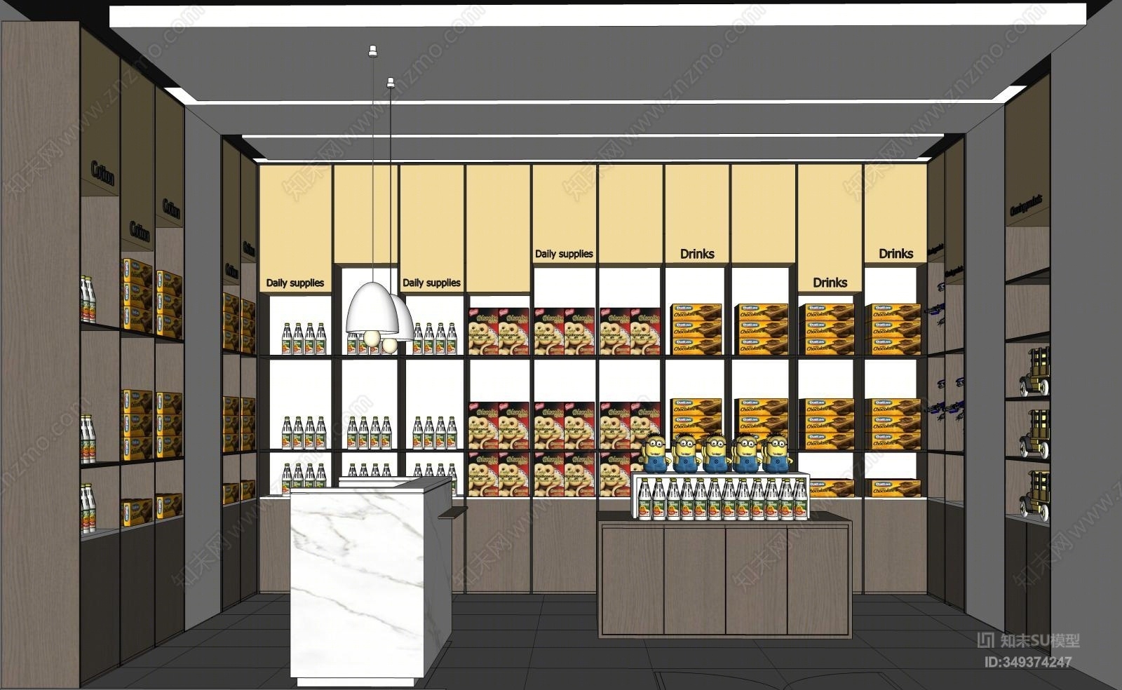 现代超市便利店SU模型下载【ID:349374247】