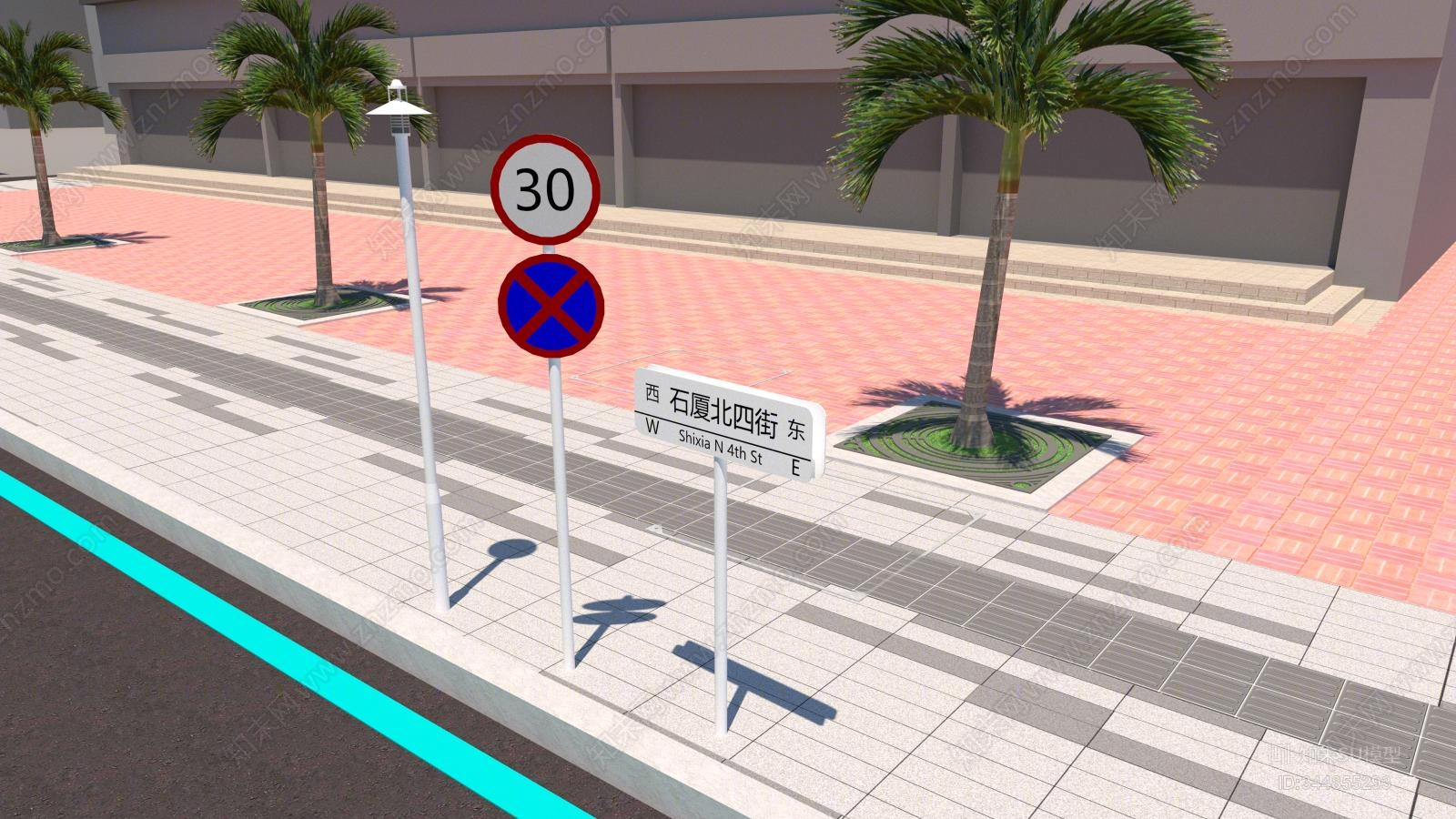 现代十字路口交叉路口SU模型下载【ID:344855293】