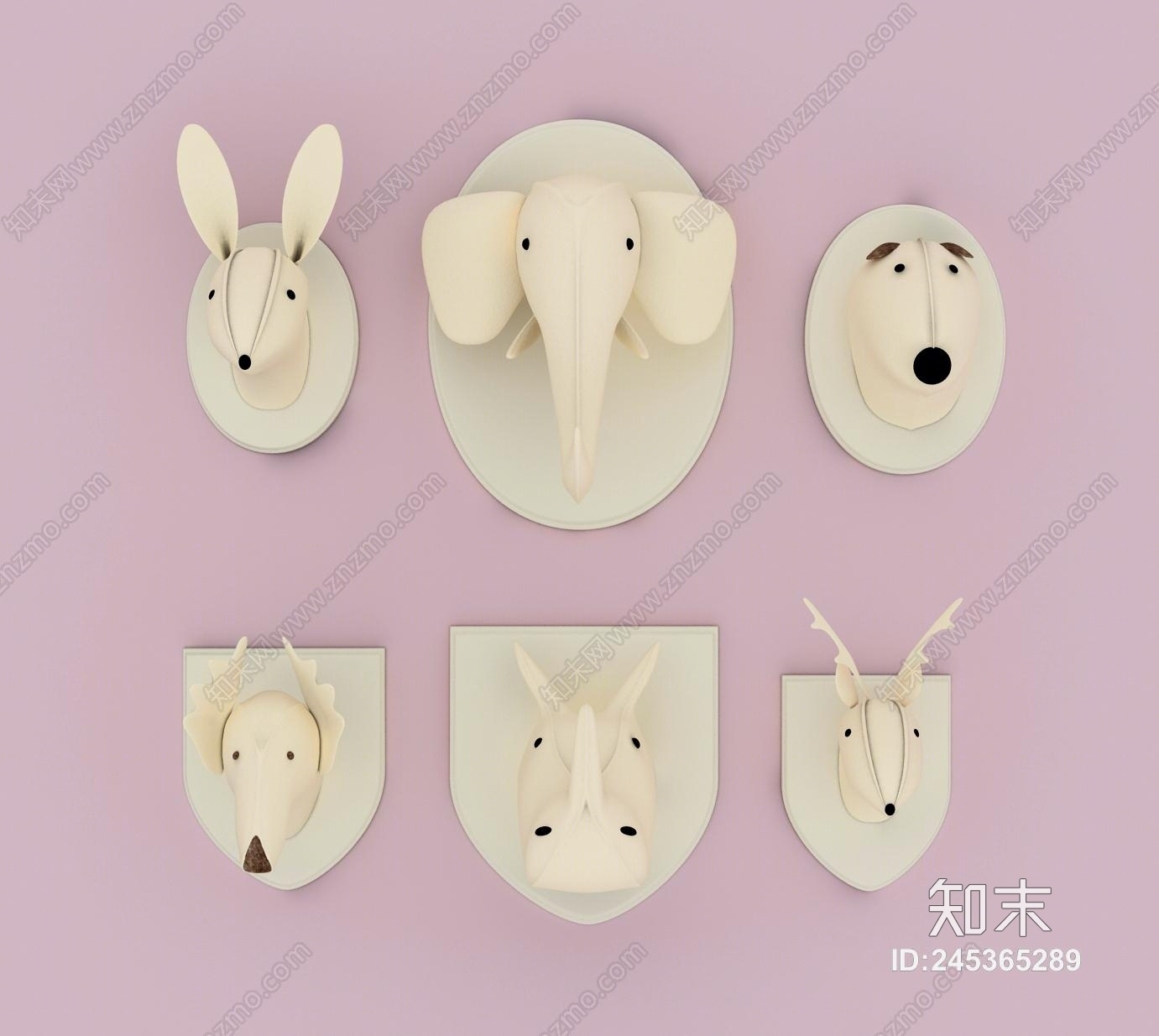 北欧儿童房动物大象头装饰挂饰3D模型下载【ID:245365289】