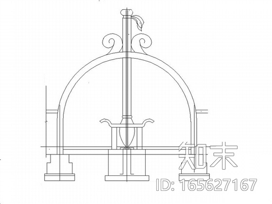[长春]某仿古围墙建筑施工图cad施工图下载【ID:165627167】