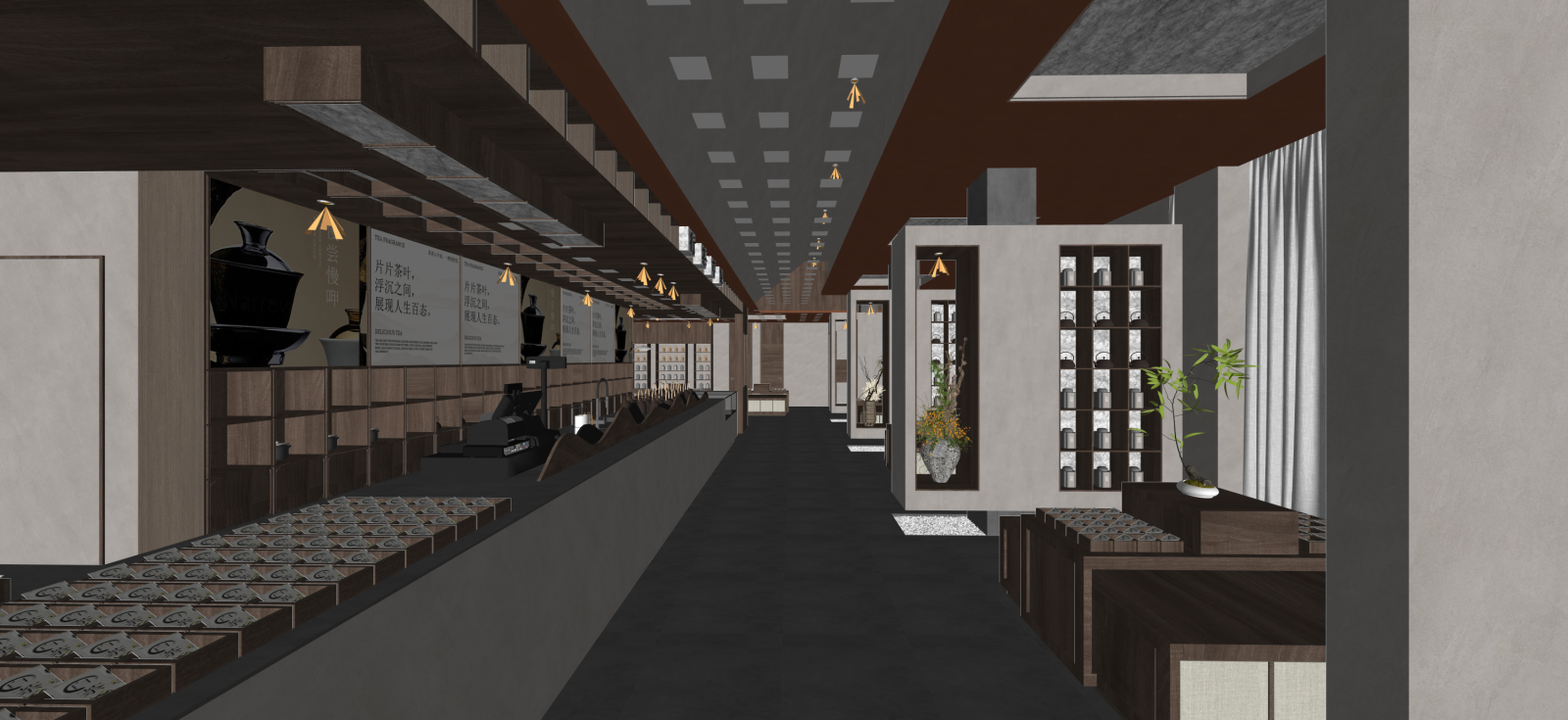 现代茶叶店SU模型下载【ID:1222308168】