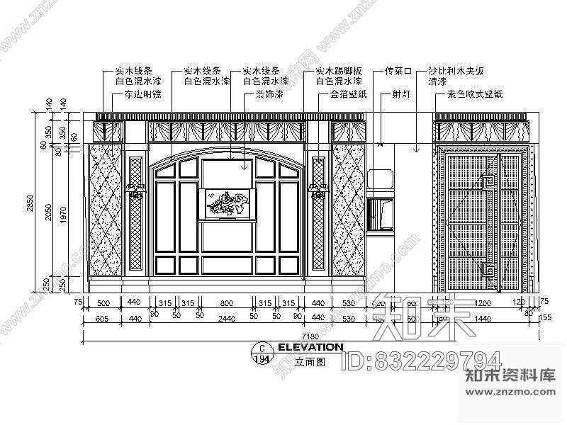 图块/节点欧式背景立面图Icad施工图下载【ID:832229794】