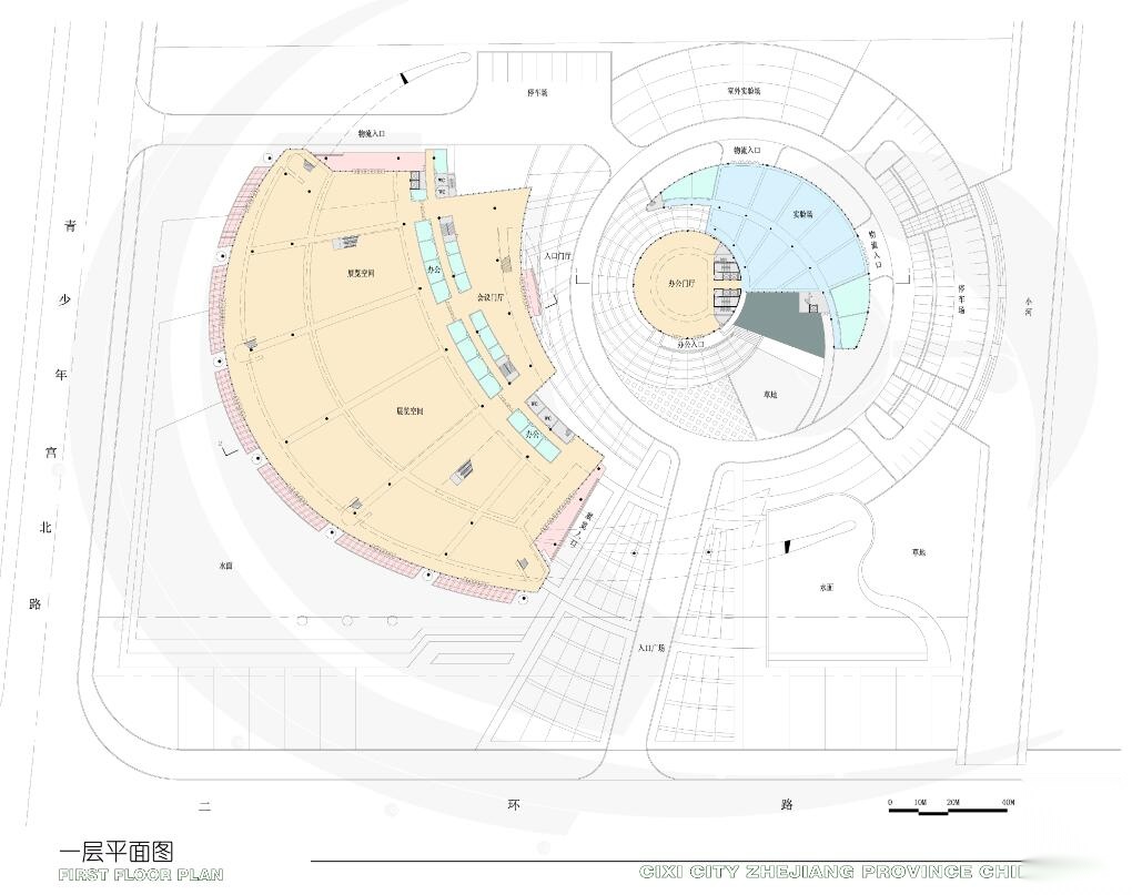[浙江]宁波现代科技展览会议中心建筑方案图cad施工图下载【ID:164860171】