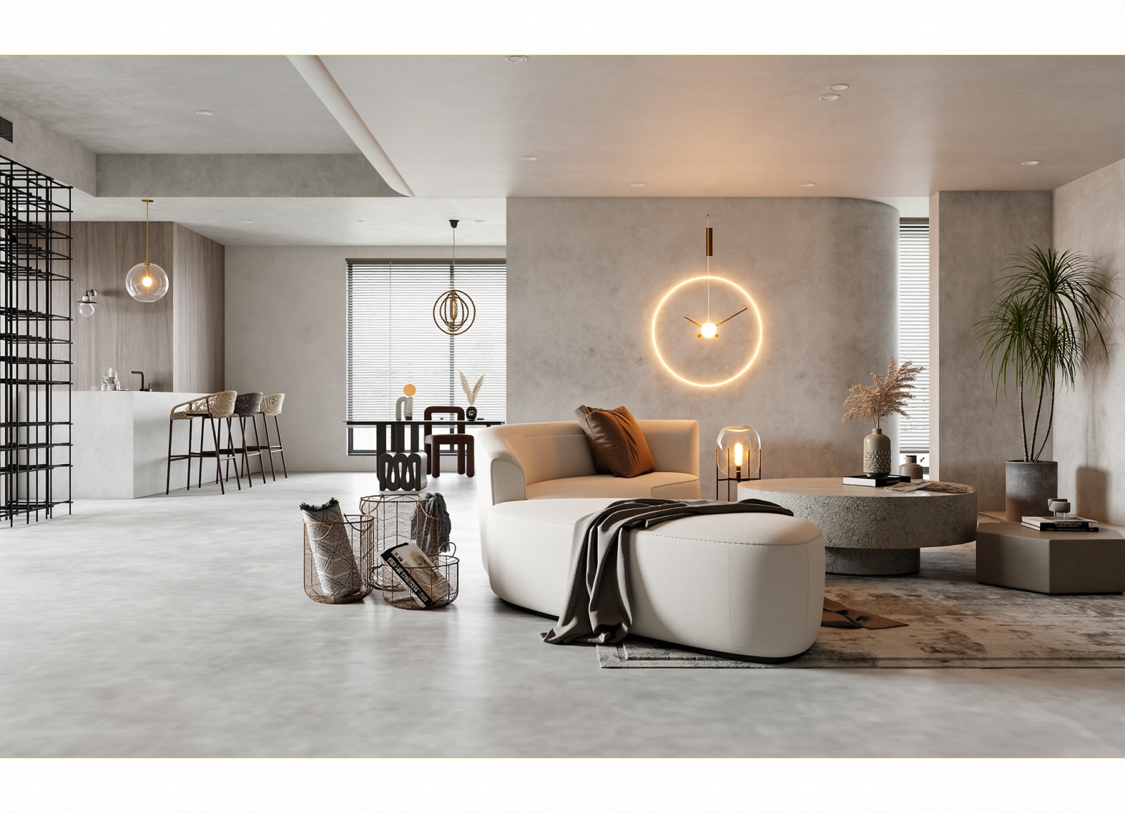 工业风黑白灰客厅3D模型下载【ID:1214261207】