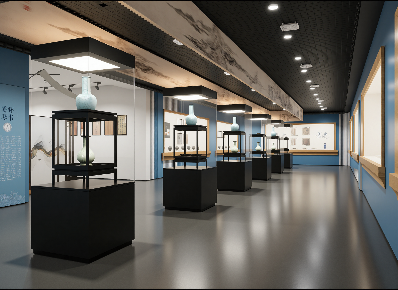 中式陶瓷展厅3D模型下载【ID:1214736203】