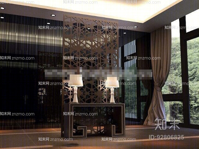 现代黑色木艺装饰柜3D模型下载【ID:92806825】