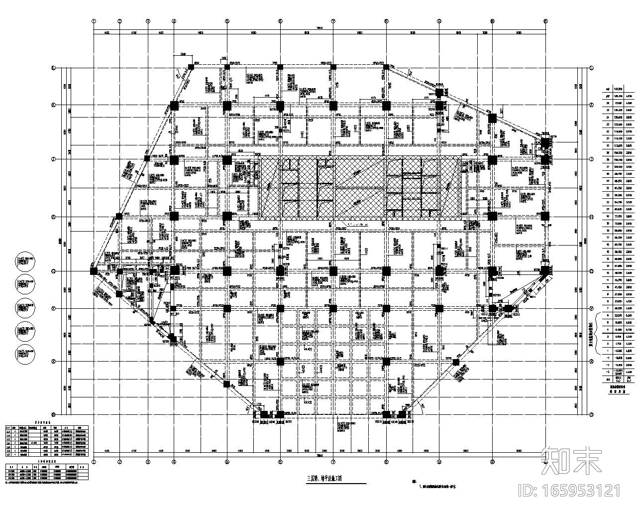 36层框架核心筒大厦结构cad施工图下载【ID:165953121】