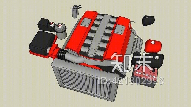 V12汽车发动机SU模型下载【ID:421302993】