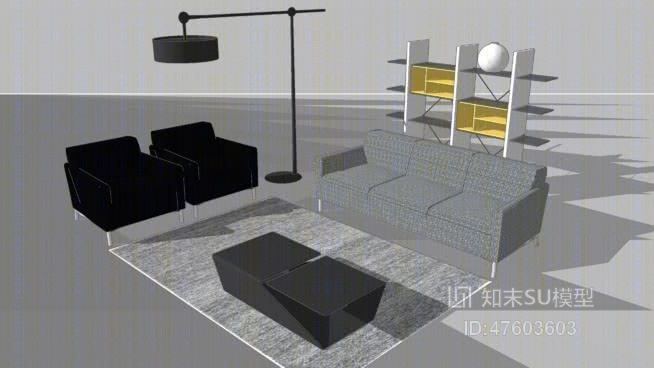 沙发茶几组合SU模型下载【ID:719312631】