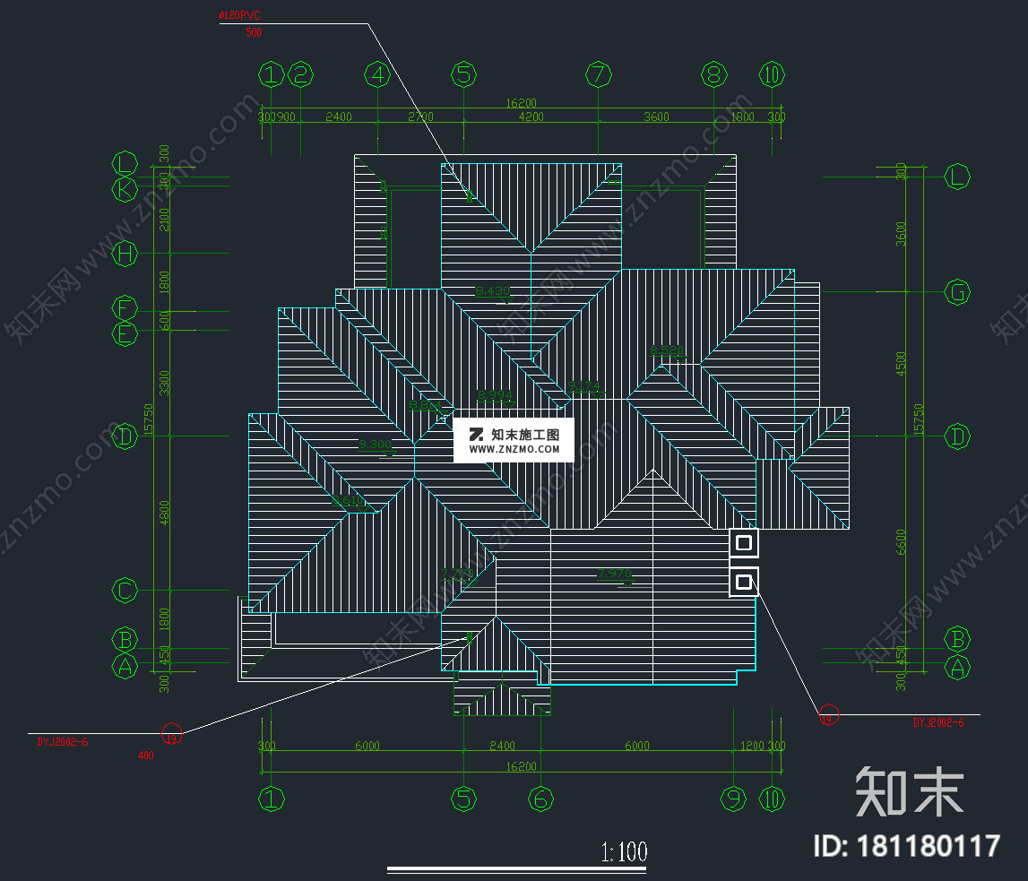 别墅外框架CAD施工图下载，别墅cad图纸制作分享cad施工图下载【ID:181180117】