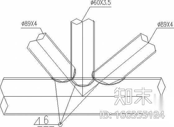 空间钢管桁架结构设支座节点构造详图cad施工图下载【ID:166355124】