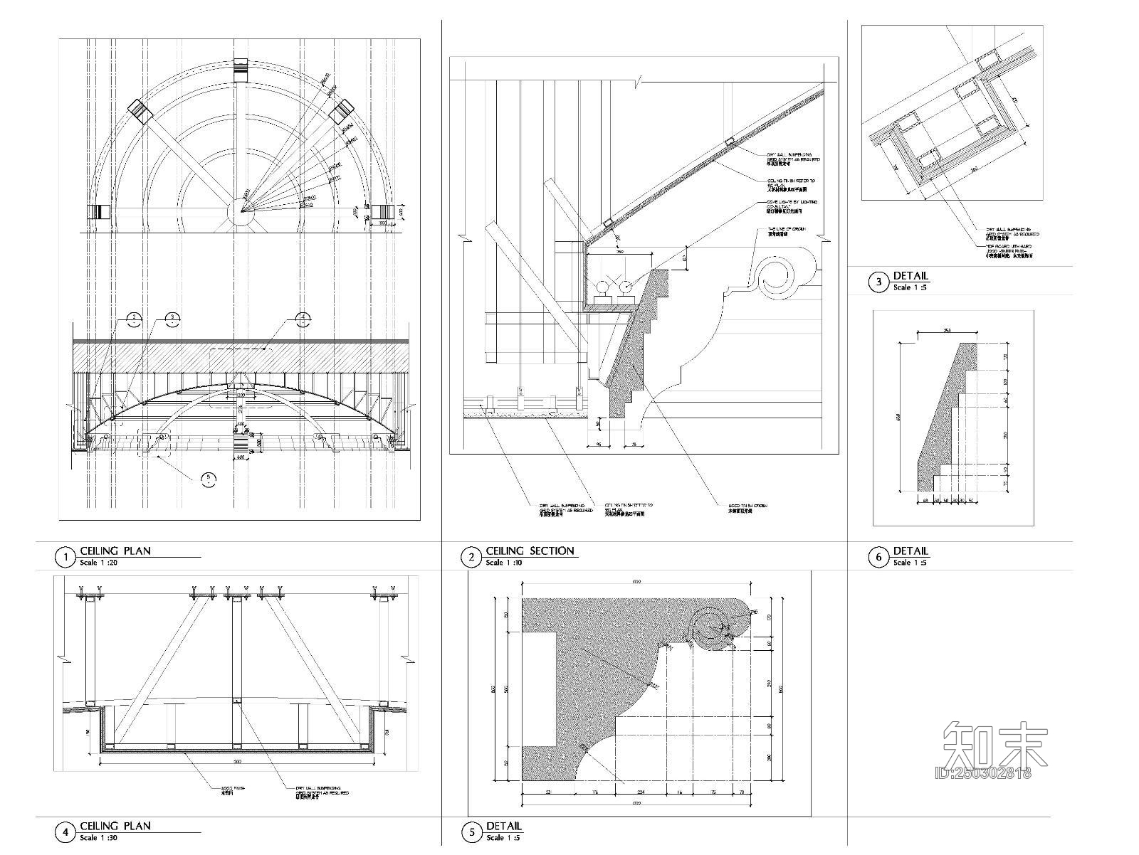 弧形异形吊顶详图施工图下载