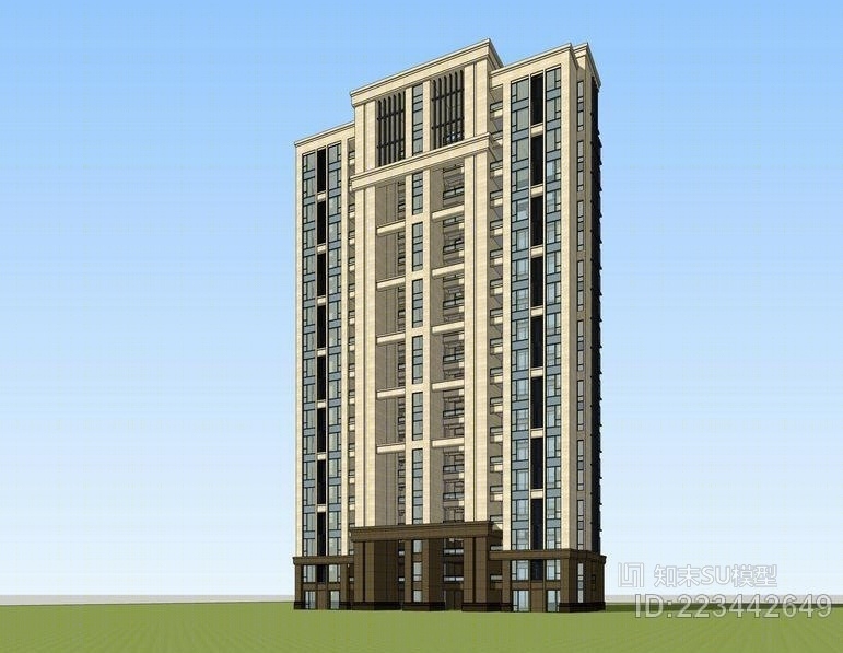 新古典多层住宅SU模型下载【ID:223442649】