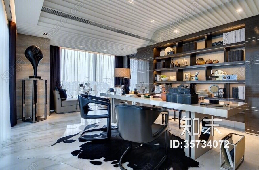 邱德光设计现代书房3D模型下载【ID:35734072】