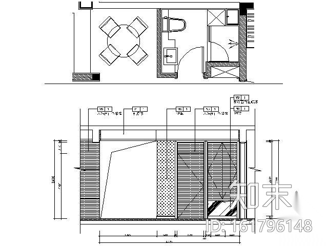 [成都]某精装修项目A户型三居室装修图（含效果）cad施工图下载【ID:161796148】