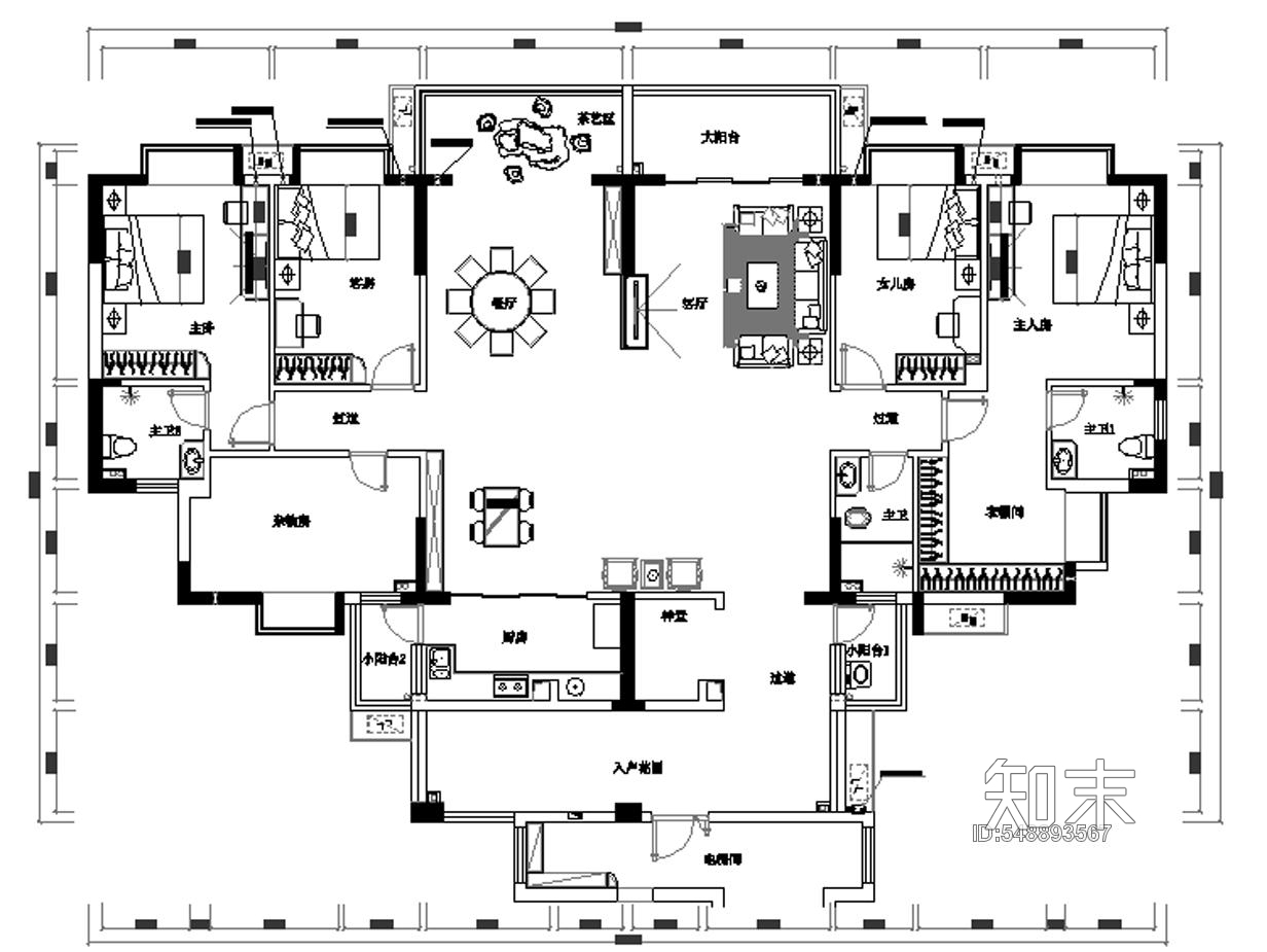 家装住宅室内装修CAD施工图施工图下载【ID:548893567】