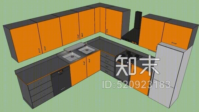 现代厨房SU模型下载【ID:520923183】