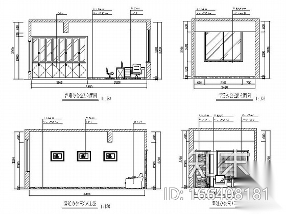 [浙江]综合性开发区现代风格办公室CAD室内装修施工图cad施工图下载【ID:166408181】