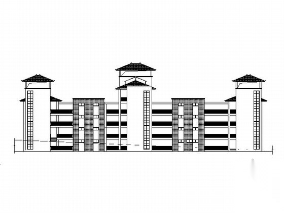 [贵州]中式风格中学校园建筑施工图（含教学楼、图书馆...cad施工图下载【ID:166432153】