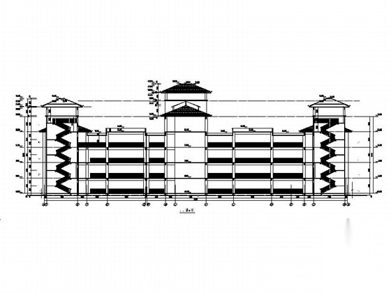 [贵州]中式风格中学校园建筑施工图（含教学楼、图书馆...cad施工图下载【ID:166432153】