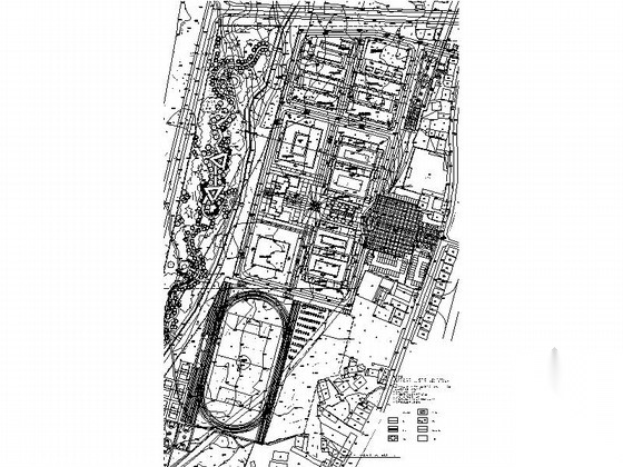 [贵州]中式风格中学校园建筑施工图（含教学楼、图书馆...cad施工图下载【ID:166432153】