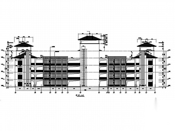 [贵州]中式风格中学校园建筑施工图（含教学楼、图书馆...cad施工图下载【ID:166432153】