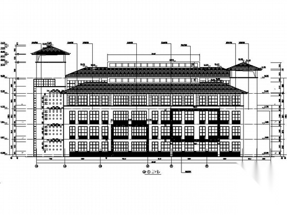 [贵州]中式风格中学校园建筑施工图（含教学楼、图书馆...cad施工图下载【ID:166432153】