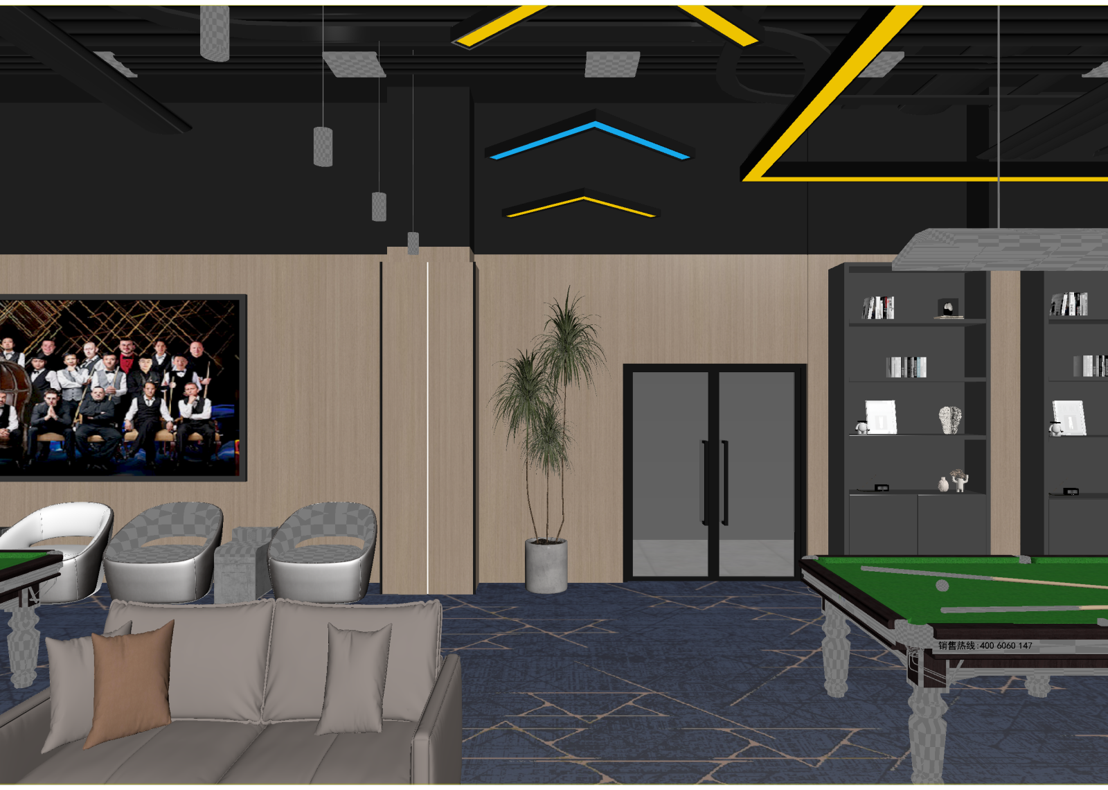 现代台球室3D模型下载【ID:1214795741】